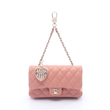CHANEL Matelasse Classic bag charm AP4760 leather Pink Used Women GHW