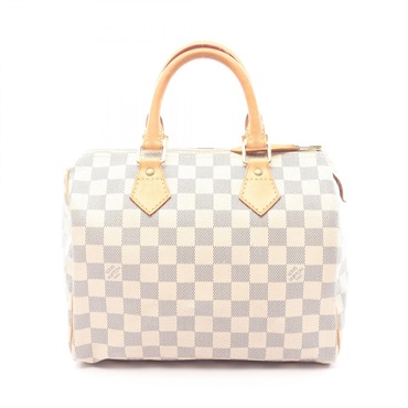 LOUIS VUITTON Speedy 25 Handbag N41534 Damier Azur canvas leather White Used LV
