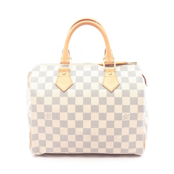LOUIS VUITTON Speedy 25 Handbag N41534 Damier Azur canvas leather White Used LV