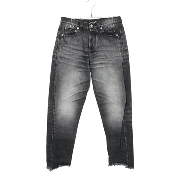 SAINT LAURENT PARIS Logo embossed Raw hem Denim pants 480678 cotton Used #27