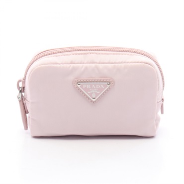 PRADA Triangle Logo Micro Pouch 1ND339 Nylon leather Pink Used Women