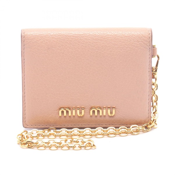 Miu Miu MADRAS Madras Card Case leather Pink Used Women