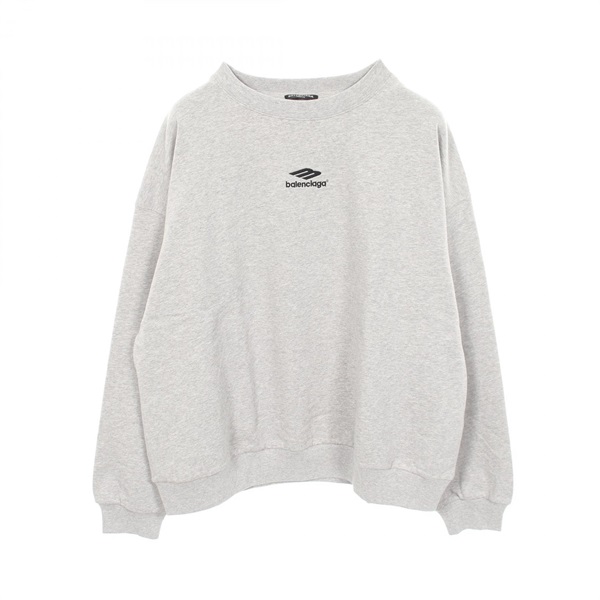 BALENCIAGA Logo Embroidery Sweatshirt Longsleeved Top cotton Gray Used size L