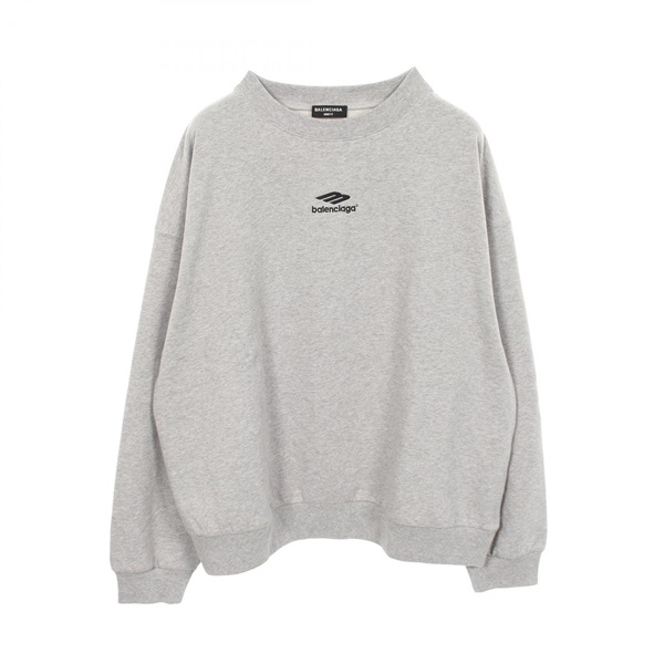 BALENCIAGA Logo Embroidery Long sleeved Sweatshirt cotton Gray Used size XL