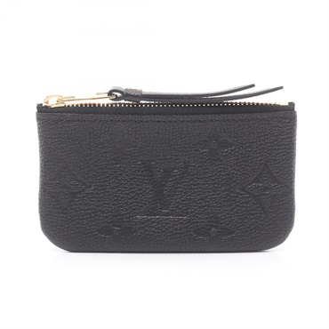 LOUIS VUITTON Pochette Cle Card Key ring Holder coin purse M80879 leather noir