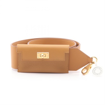 HERMES Kelly Pocket Bandouliere Shoulder Strap Epsom Swift leather Sesame GHW W