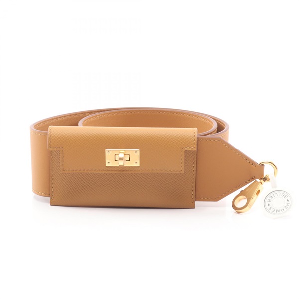 HERMES Kelly Pocket Bandouliere Shoulder Strap Epsom Swift leather Sesame GHW W