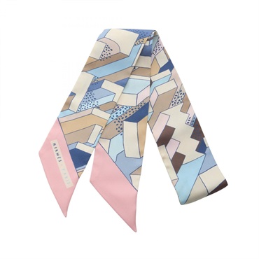HERMES Twilly ON A SUMMER DAY Scarf Silk Pink Multicolor Used Women