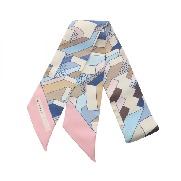 HERMES Twilly ON A SUMMER DAY Scarf Silk Pink Multicolor Used Women
