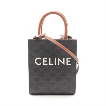 CELINE Mini Vertical Cabas Triomphe Crossbody Handbag 194372BZK canvas leather