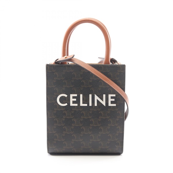 CELINE Mini Vertical Cabas Triomphe Crossbody Handbag 194372BZK canvas leather