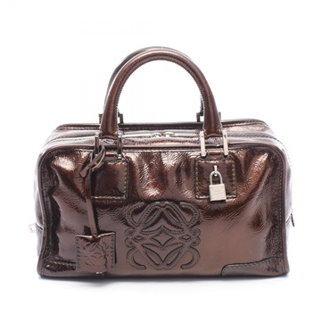 LOEWE Amazona 28 Handbag 311.06.001 Patent leather Brown Used Women