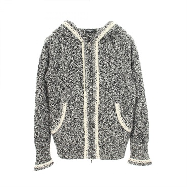CHANEL Knitwear Hoodie P54787K07177 cashmere Black White Used Women size 34