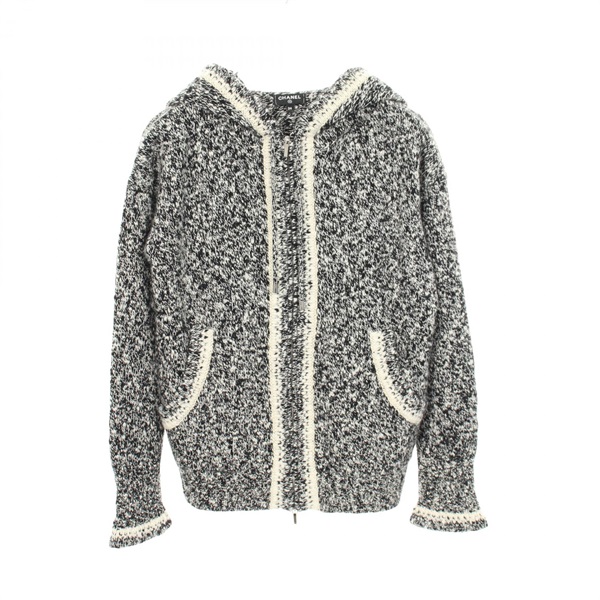 CHANEL Knitwear Hoodie P54787K07177 cashmere Black White Used Women size 34