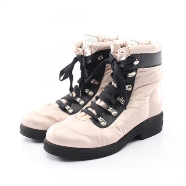 CHANEL Coco Neige Winter boots G34082 Nylon leather Pink Black #36.5 Used Women