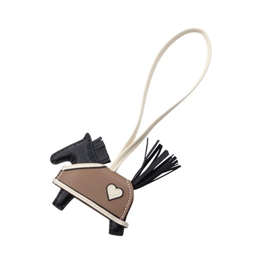 HERMES Rodeo PM Robeo Coeur Bag Charm Agneau milo Swift leather Etoupe Grey G