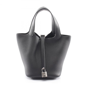 HERMES Picotin Lock PM tote Handbag K Taurillon Clemence Black SHW Used