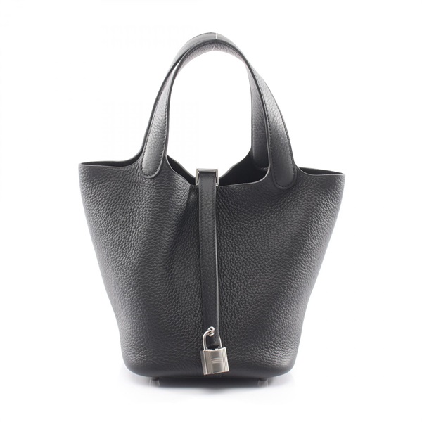 HERMES Picotin Lock PM tote Handbag K Taurillon Clemence Black SHW Used