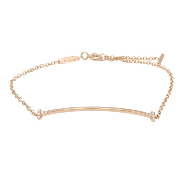 TIFFANY＆CO T Smile Small Diamond Bracelet 18KRG Pink Rose Gold Clear Used Women