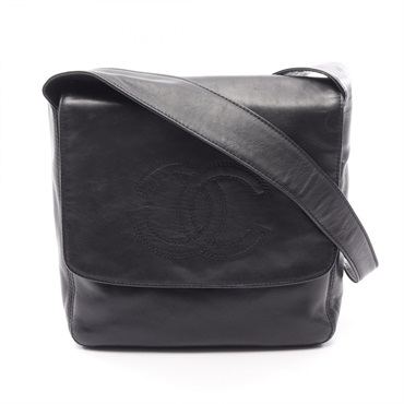 CHANEL COCO Mark Shoulder Bag A10204 Lambskin Sheep leather Black GHW Used Women