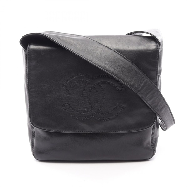 CHANEL COCO Mark Shoulder Bag A10204 Lambskin Sheep leather Black GHW Used Women