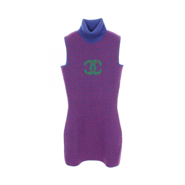 CHANEL COCO Mark Herringbone Sleeveless Dress #34 P71620K10290 cashmere Used CC