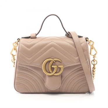 GUCCI Mini Top Handle GG Marmont Crossbody Shoulder Handbag 547260 leather Used