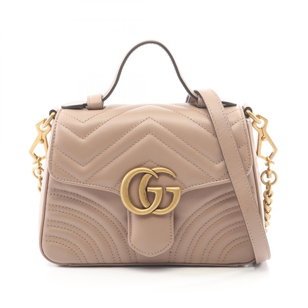 GUCCI Mini Top Handle GG Marmont Crossbody Shoulder Handbag 547260 leather Used