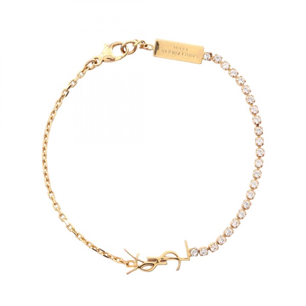 SAINT LAURENT PARIS Cassandra Bracelet Gold Plated Rhinestone Clear Used Women