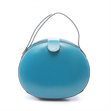 LOEWE round Handbag leather turquoise blue Used Women