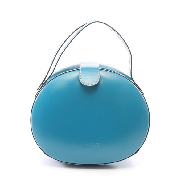 LOEWE round Handbag leather turquoise blue Used Women