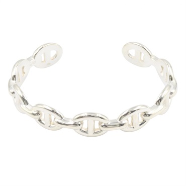 HERMES Chaine d'Ancre Enchainee Bangle Bracelet Silver 925 Used Women