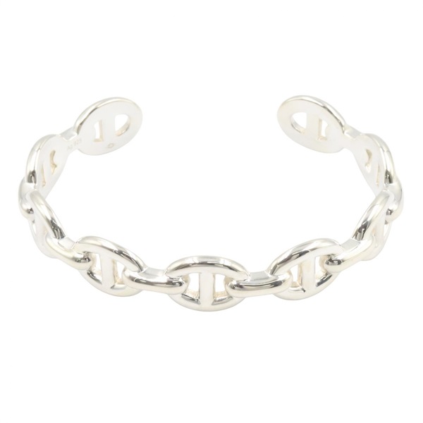 HERMES Chaine d'Ancre Enchainee Bangle Bracelet Silver 925 Used Women