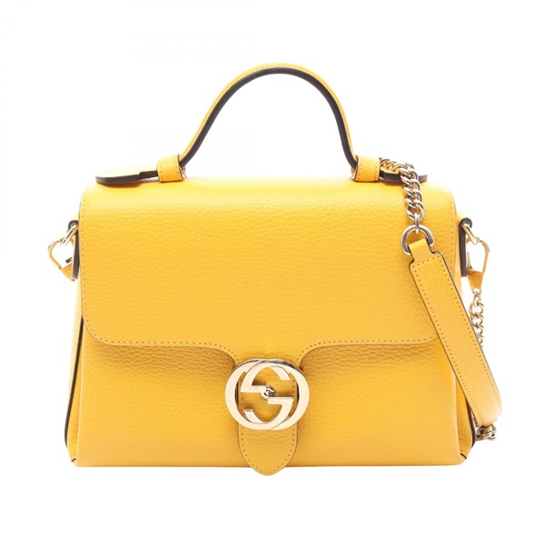 GUCCI Interlocking G Crossbody Shoulder Handbag 510302 leather Yellow Used Women