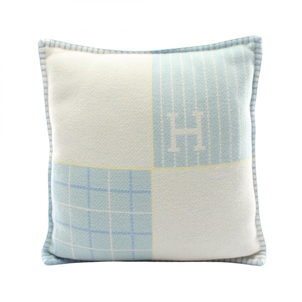 HERMES Avalon Cabriole Pillow Cushion wool cashmere Blue Used unisex