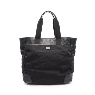 GUCCI Guccisima Tote Handbag 162429 Nylon Leather Black Used Unisex