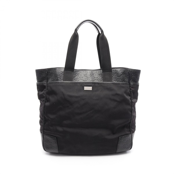 GUCCI Guccisima Tote Handbag 162429 Nylon Leather Black Used Unisex