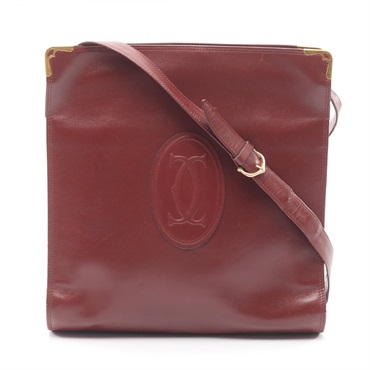 CARTIER Must Line Shoulder Bag leather Bordeaux Used Women